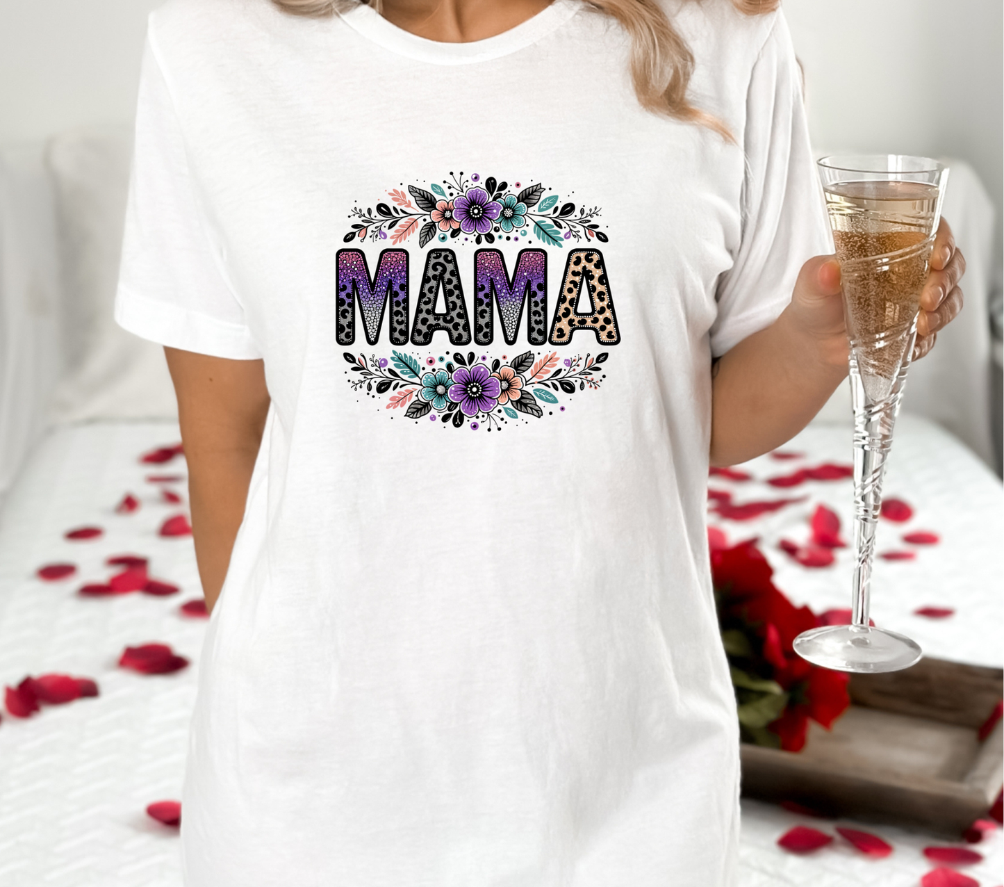 Purple Pink Teal Floral Mama - DTF Transfer