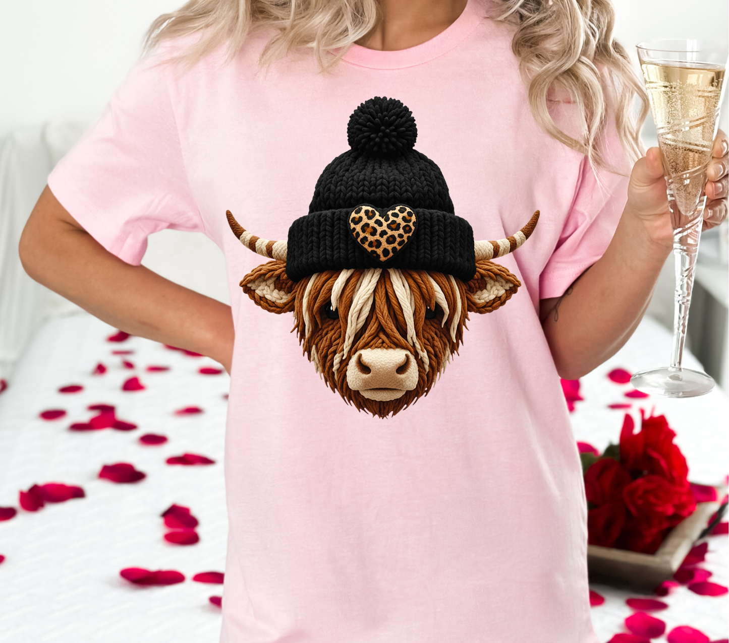 Faux Yarn Cow Beanie - DTF Transfer