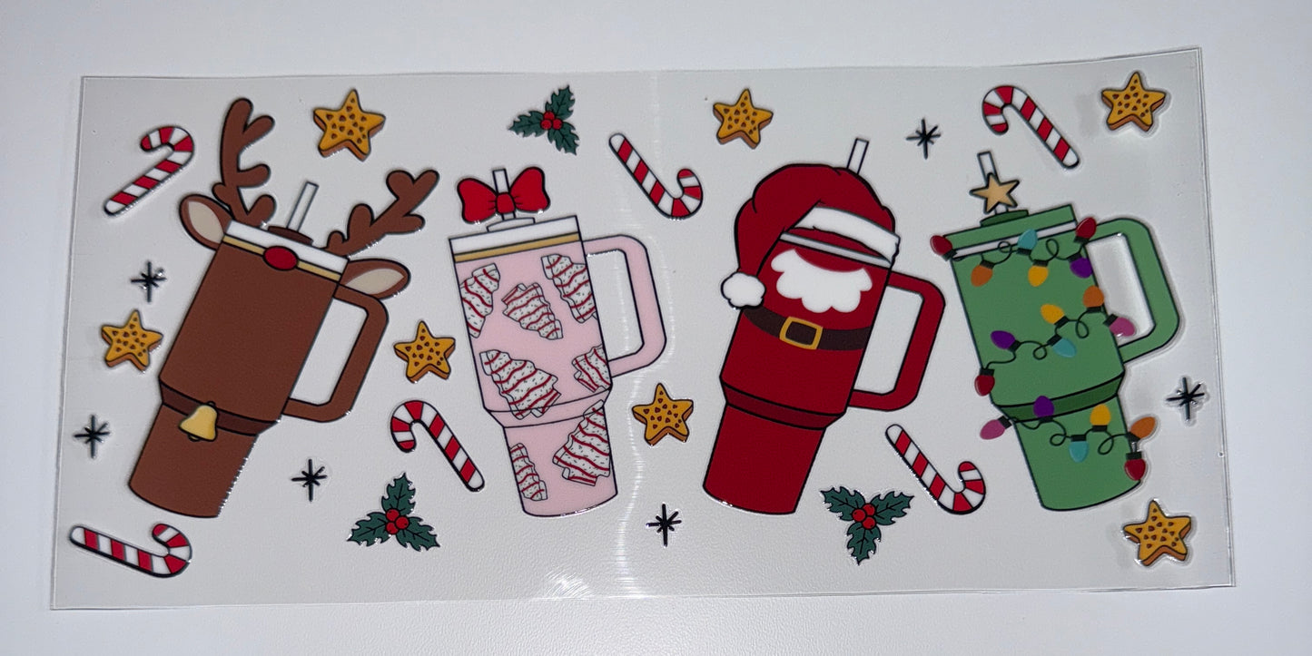 4 Christmas Cup Drinks - 16oz UV DTF Cup Wraps