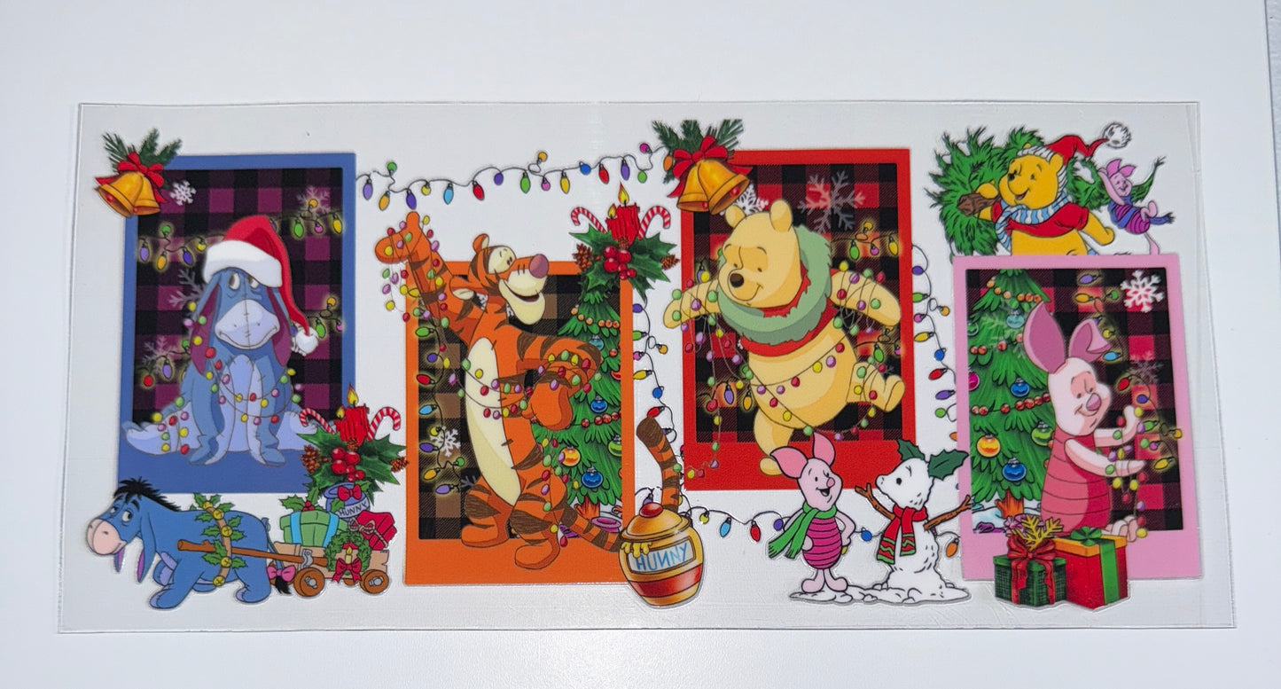 Postcard Yellow Bear Christmas - 16oz UV DTF Cup Wraps