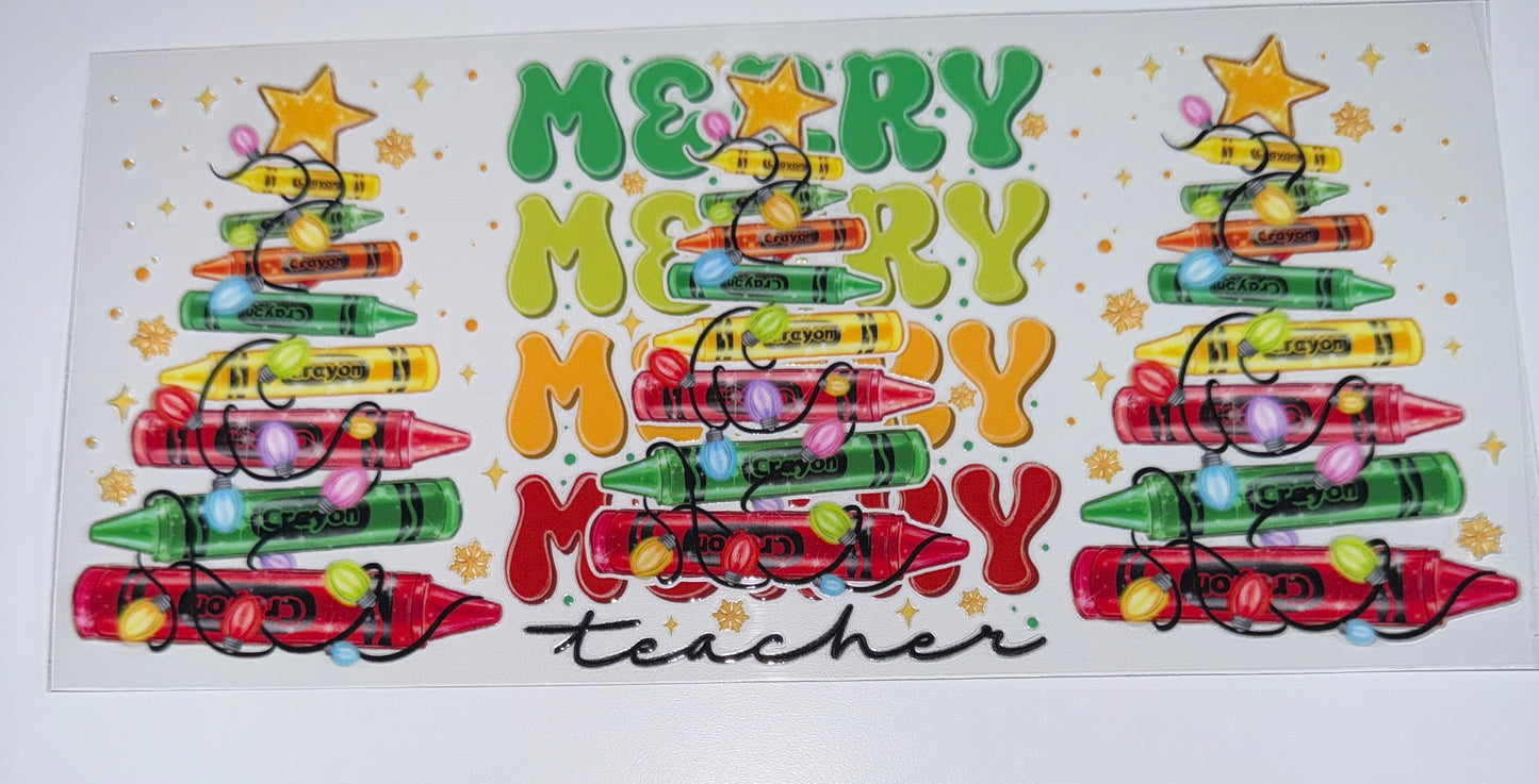 Merry teacher - 16oz UV DTF Cup Wraps