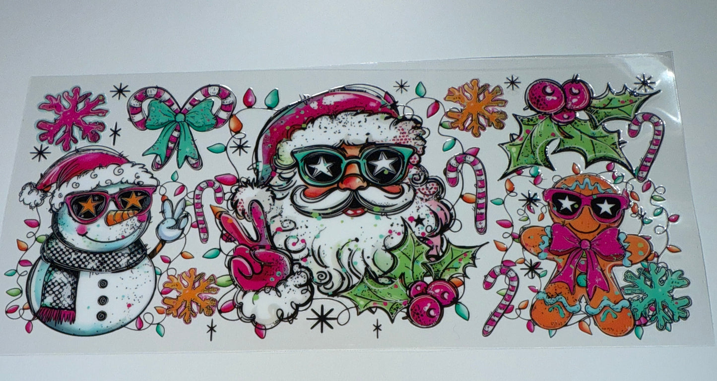 Colorful Peace Sign santa - 16oz UV DTF Cup Wrap