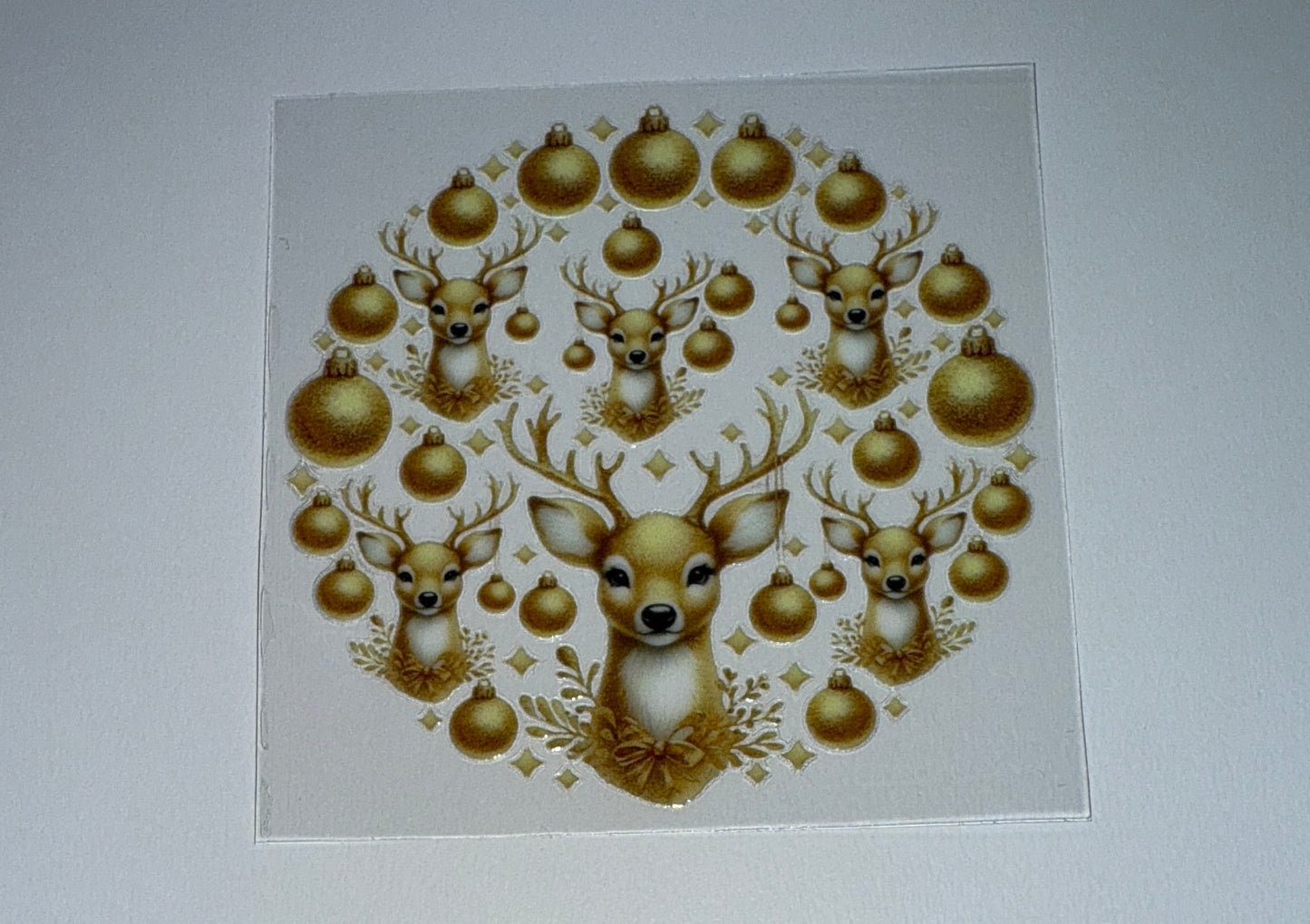 Golden Reindeer - Circle Ornament Decal