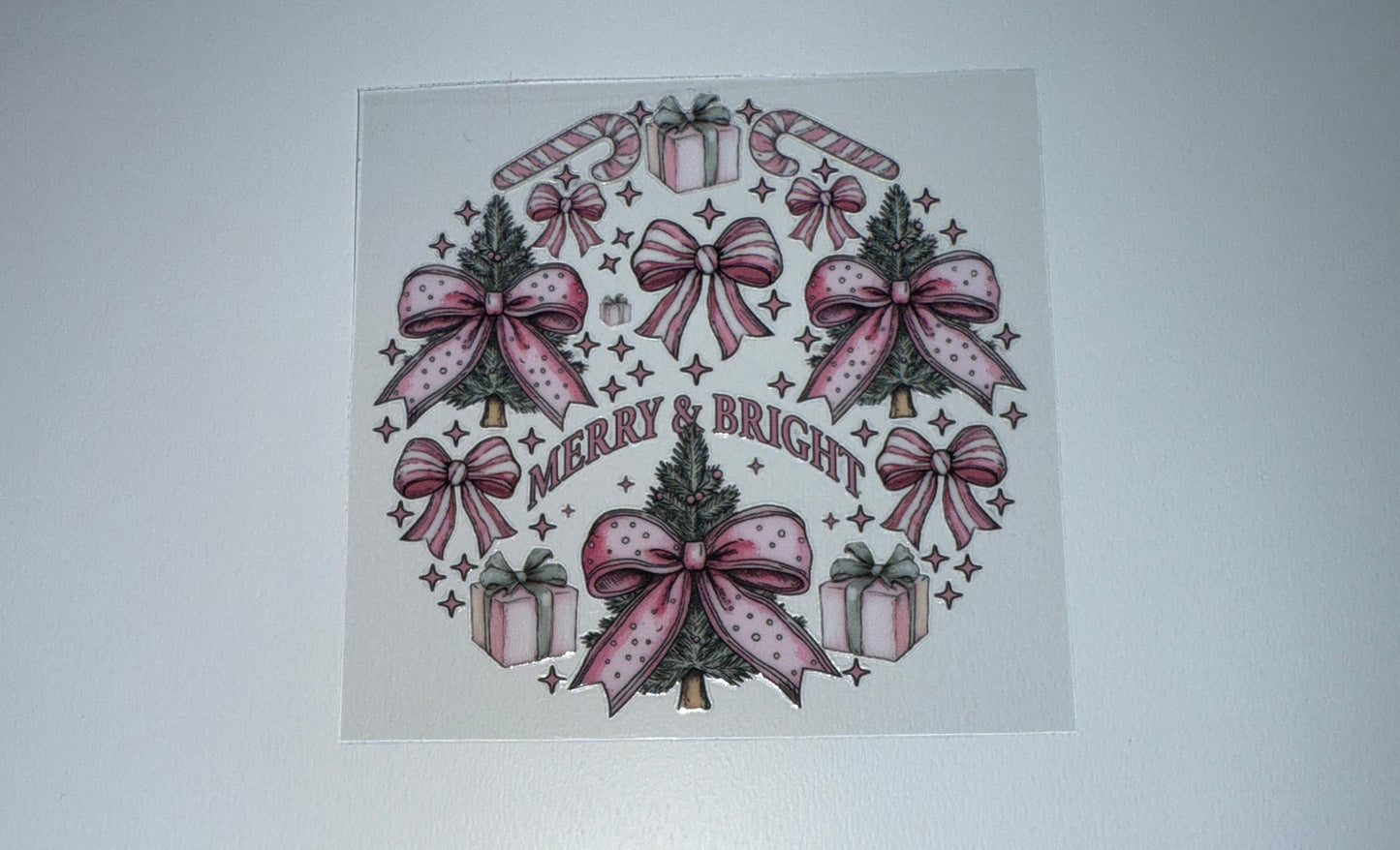 Merry & Bright - Circle Ornament Decal