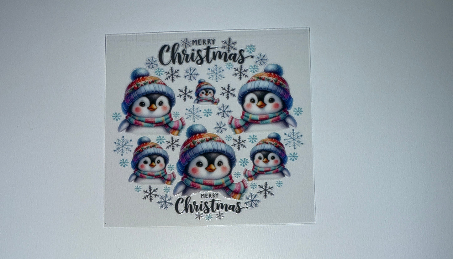 Christmas Penguin - Circle Ornament Decal