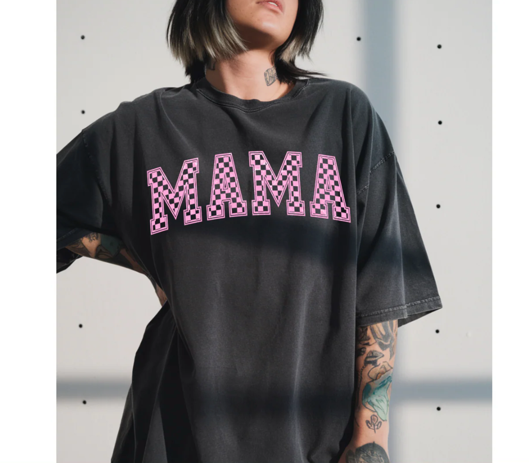 Checkered Pink Mama - Screen Print Transfer