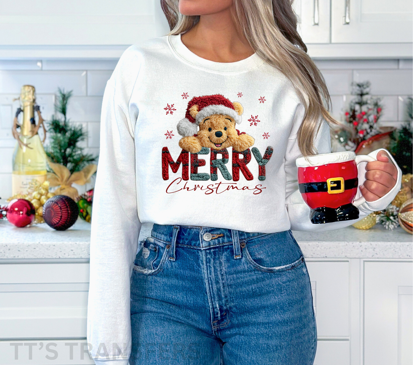 Faux Fur Christmas Bear - DTF Transfer