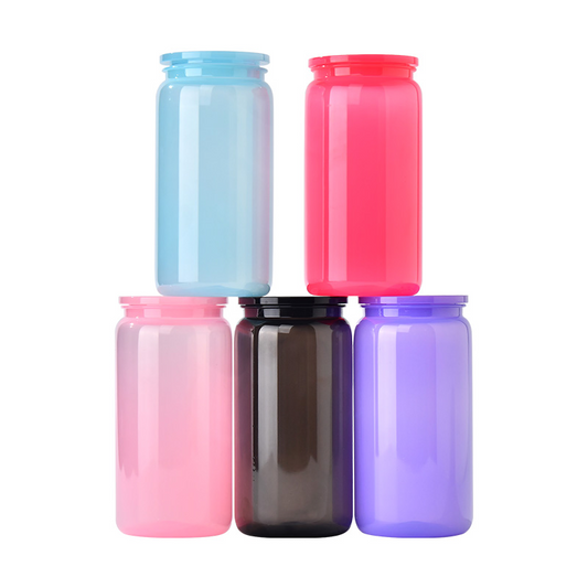 16oz Dark Colored Acrylic Plastic Soda Beer Can Glass with PP Lids