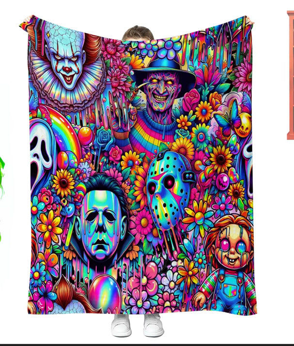 Neon Horror Friends 60in x 80in Blanket