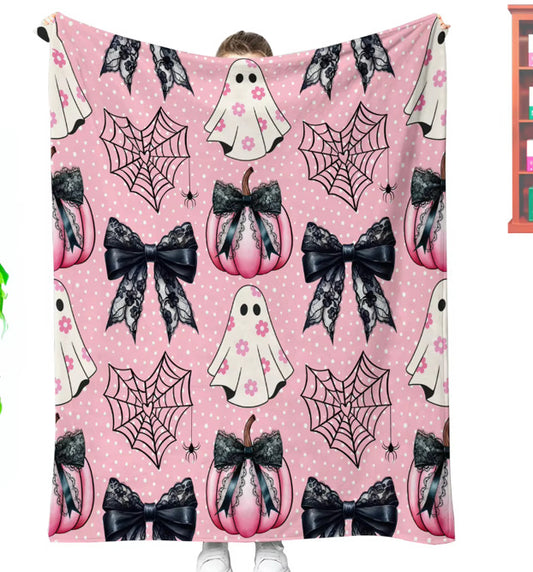 Pink Ghost Bow 60in x 80in Blanket
