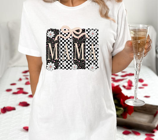 White Flower Checkered - DTF Transfer