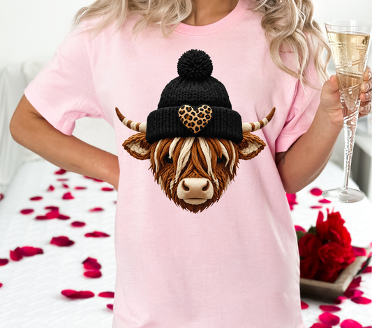 Faux Yarn Cow Beanie - DTF Transfer