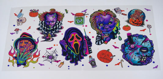 Neon Horror Friends - 16oz UV DTF Cup Wrap