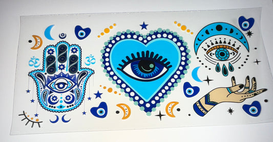 Blue Heart Eye - 16oz UV DTF Cup Wrap