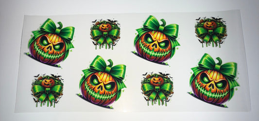Green Bow Pumpkin - 16oz UV DTF Cup Wrap