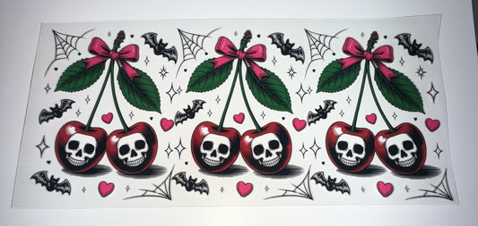Cherry Skulls - 16oz UV DTF Cup Wrap