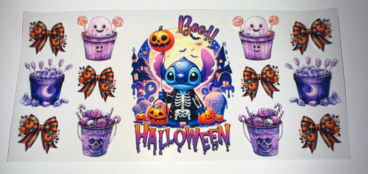 Boo Halloween Blue Guy - 16oz UV DTF Cup Wrap