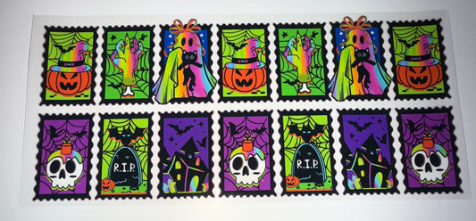 Colorful Halloween Stamp - 16oz UV DTF Cup Wrap