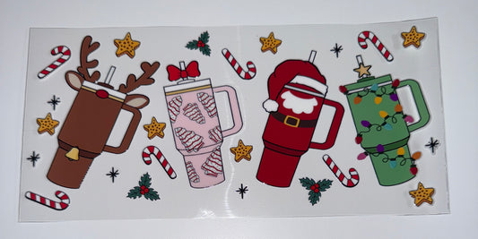 4 Christmas Cup Drinks - 16oz UV DTF Cup Wraps