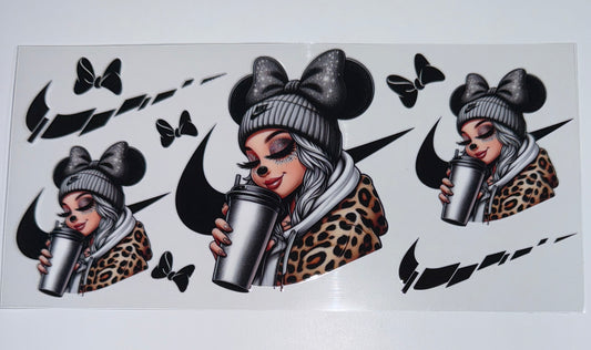 Mouse Girl Check - 16oz UV DTF Cup Wraps