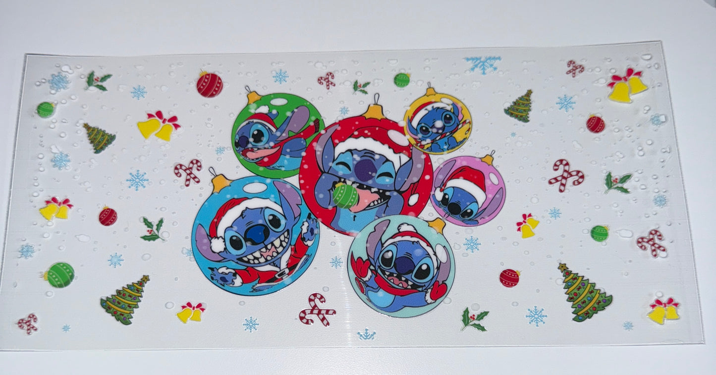 Christmas Bulbs Blue Guy - 16oz UV DTF Cup Wraps