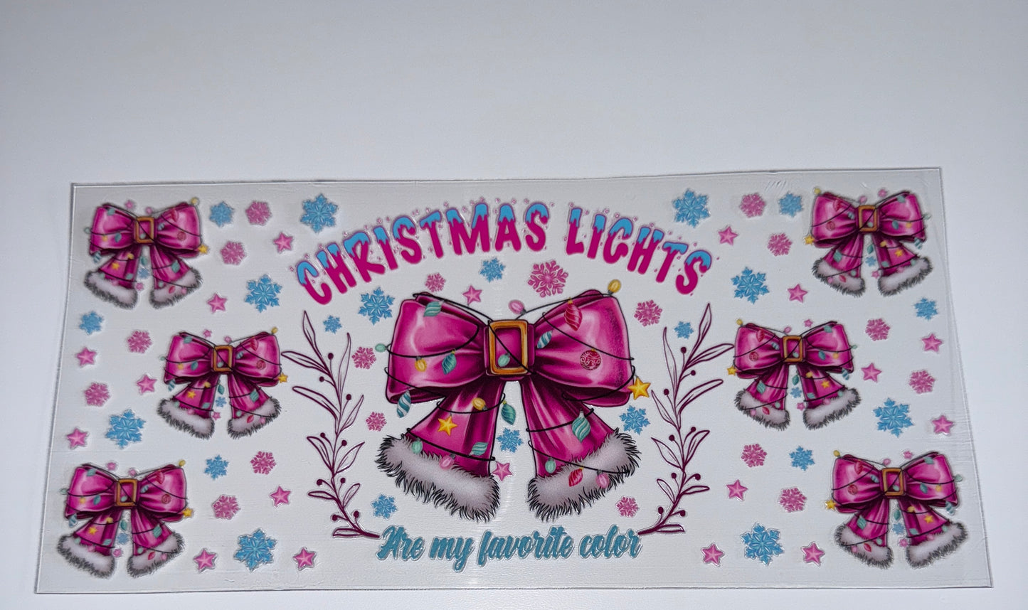 Christmas Lights Fav Color - 16oz UV DTF Cup Wraps