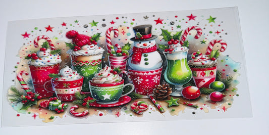 Snowman Coffee Cup - 16oz UV DTF Cup Wraps