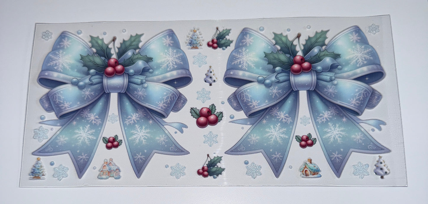 Snowflake Bow - 16oz UV DTF Cup Wraps