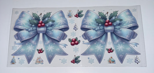 Snowflake Bow - 16oz UV DTF Cup Wraps