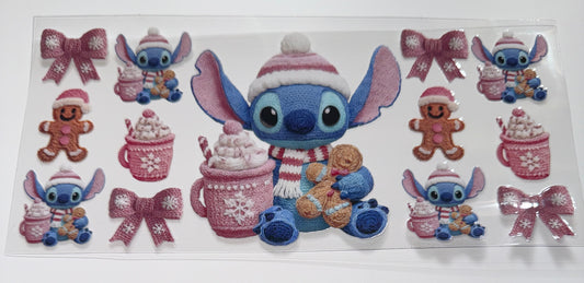 Faux Yarn Blue Guy - 16oz UV DTF Cup Wrap