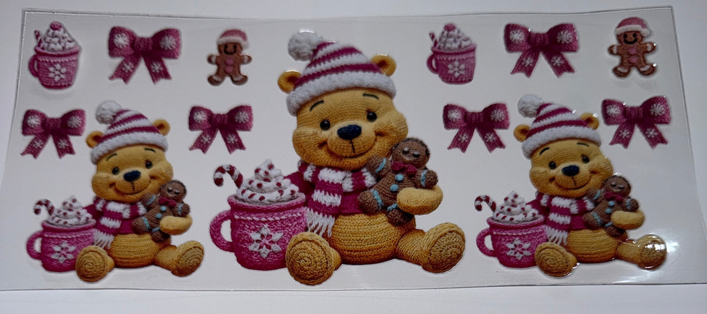 Faux Yarn Bear - 16oz UV DTF Cup Wrap