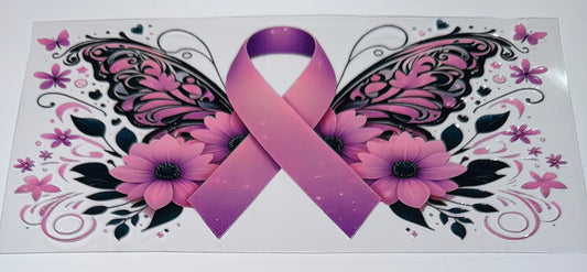 Breast Cancer Butterfly - 16oz UV DTF Cup Wrap