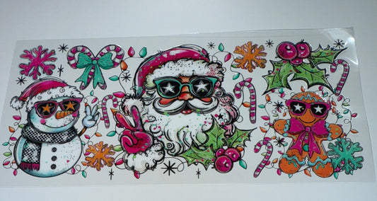 Colorful Peace Sign santa - 16oz UV DTF Cup Wrap