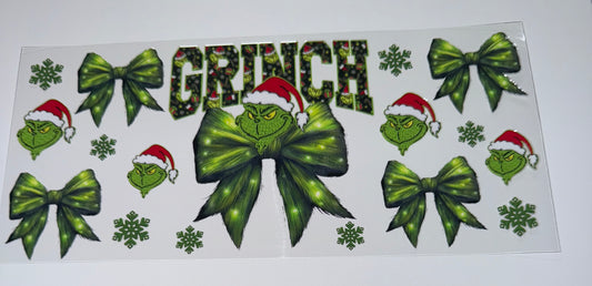 Green G Light Bow - 16oz UV DTF Cup Wrap