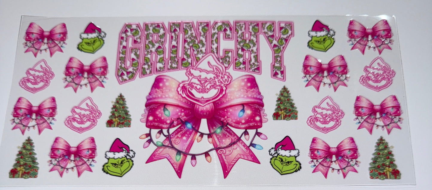 Pink G Bow - 16oz UV DTF Cup Wrap