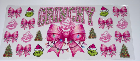 Pink G Bow - 16oz UV DTF Cup Wrap