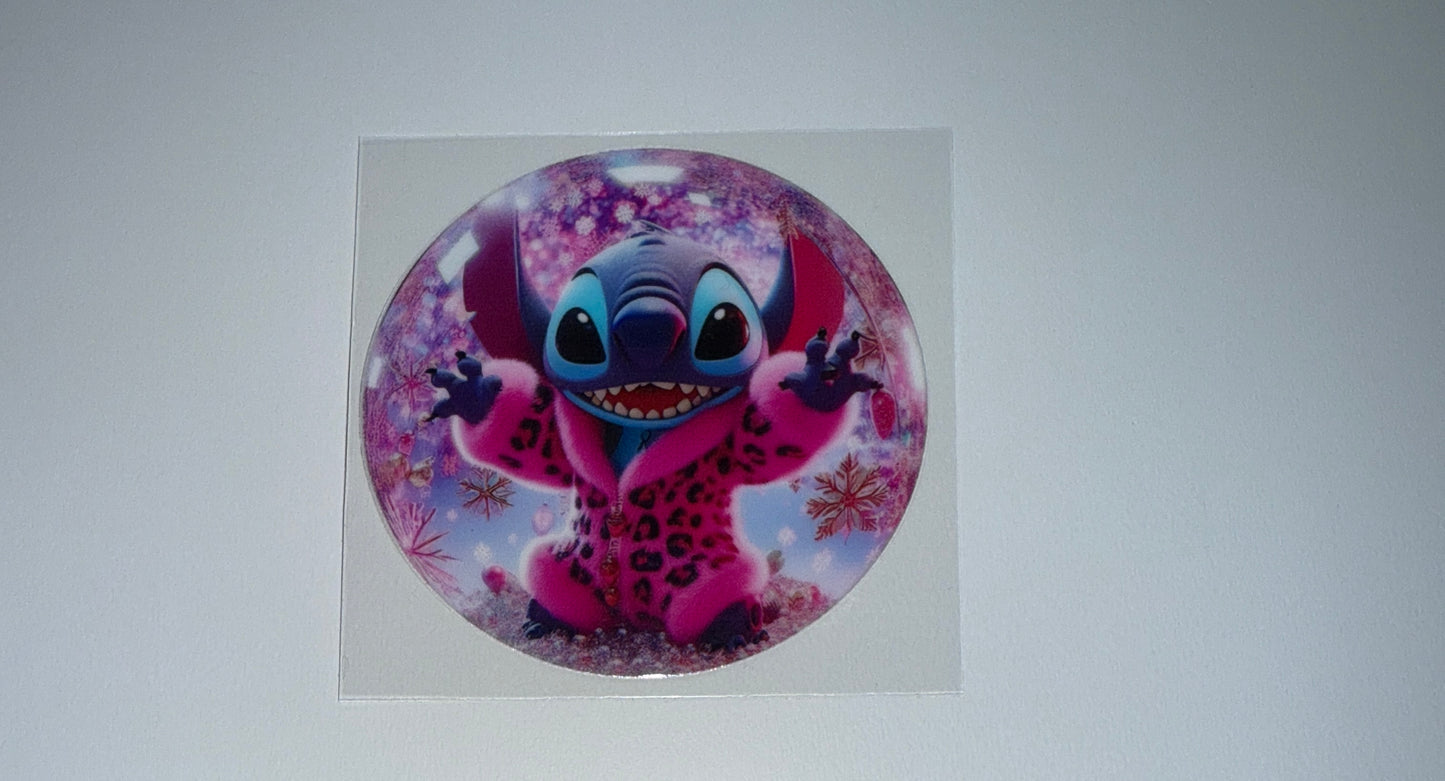 Pink Leo Blue Guy - Circle Ornament Decal