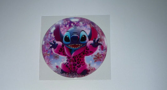 Pink Leo Blue Guy - Circle Ornament Decal