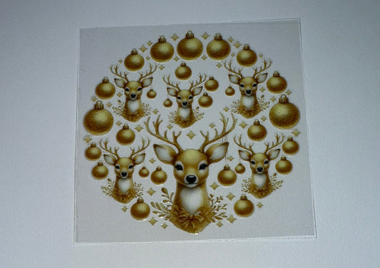 Golden Reindeer - Circle Ornament Decal
