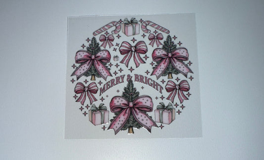 Merry & Bright - Circle Ornament Decal