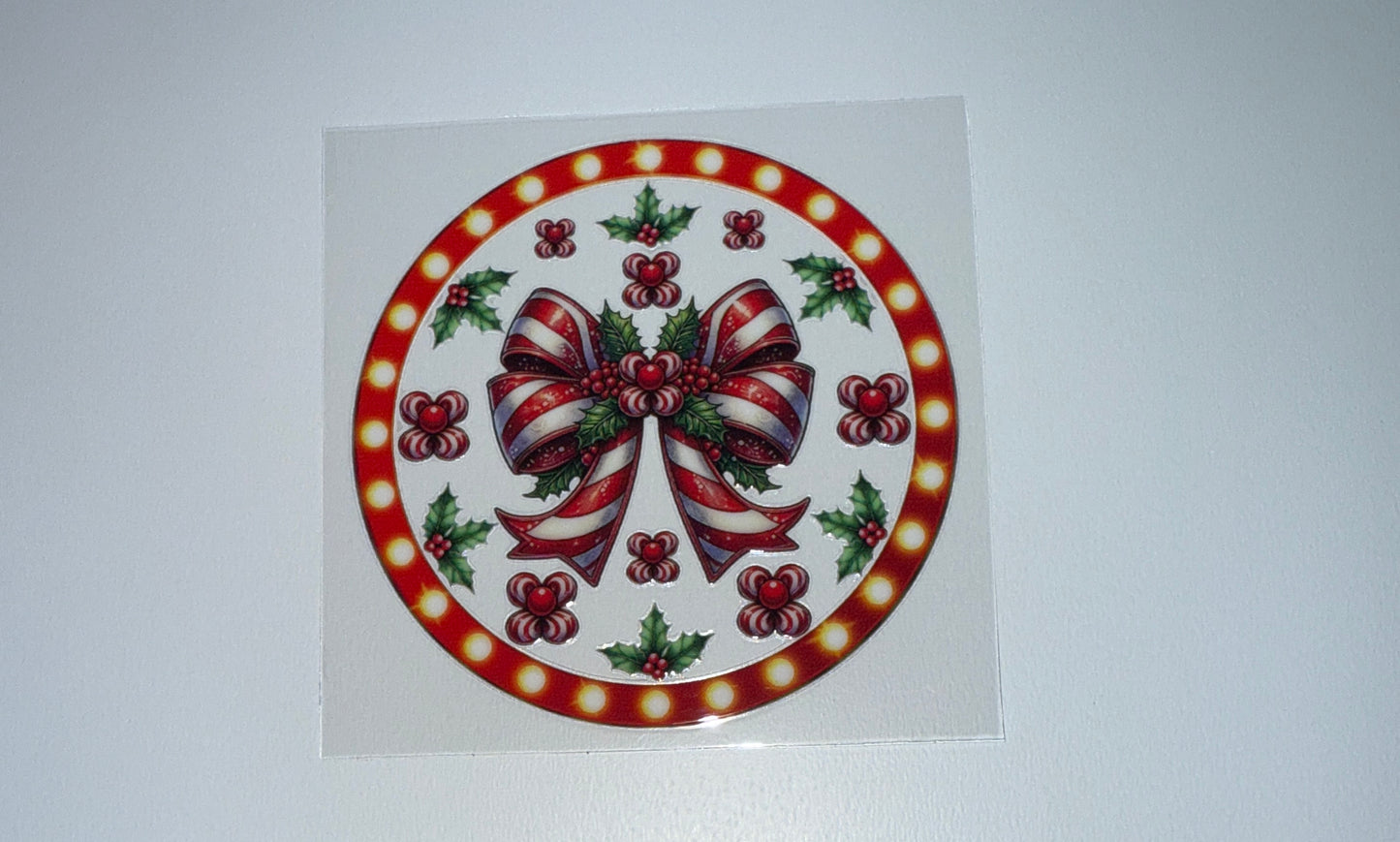 Candy Cane Bow - Circle Ornament Decal