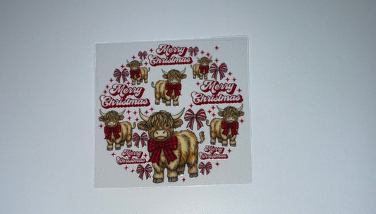 Merry Christmas Cow - Circle Ornament Decal