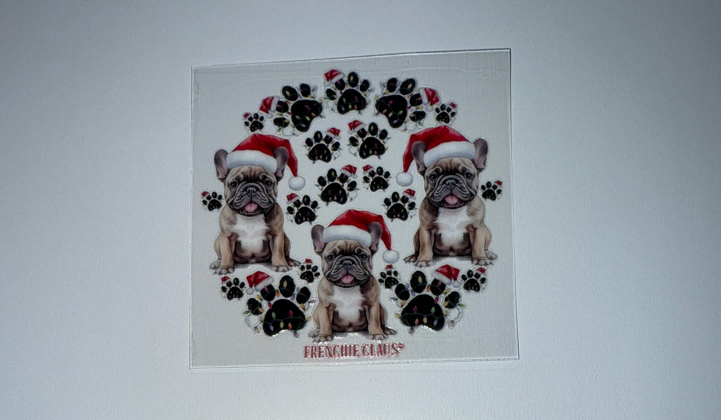 Frenchie Claus - Circle Ornament Decal