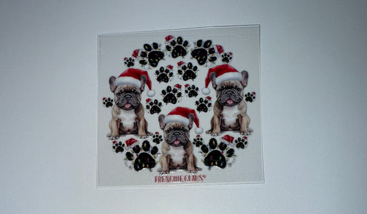 Frenchie Claus - Circle Ornament Decal