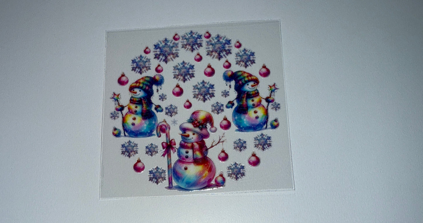 Holo Snowman - Circle Ornament Decal