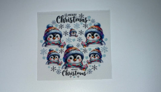 Christmas Penguin - Circle Ornament Decal
