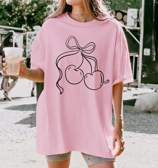 Cherry Bow- Screen Print Transfer