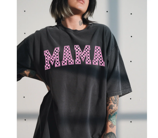Checkered Pink Mama -  Screen Print Transfer