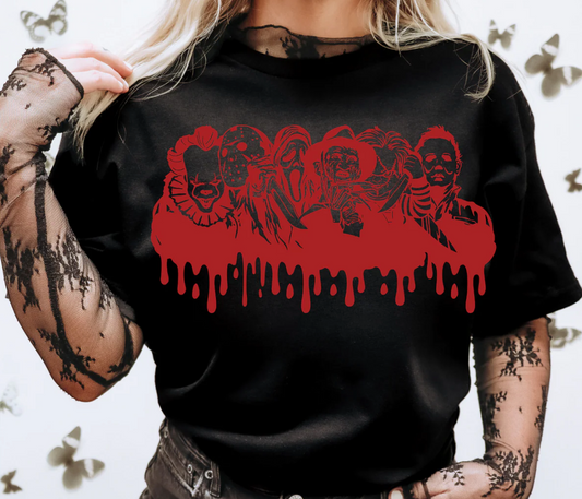 Red Drip Horror Faces - Screen Print Transfer