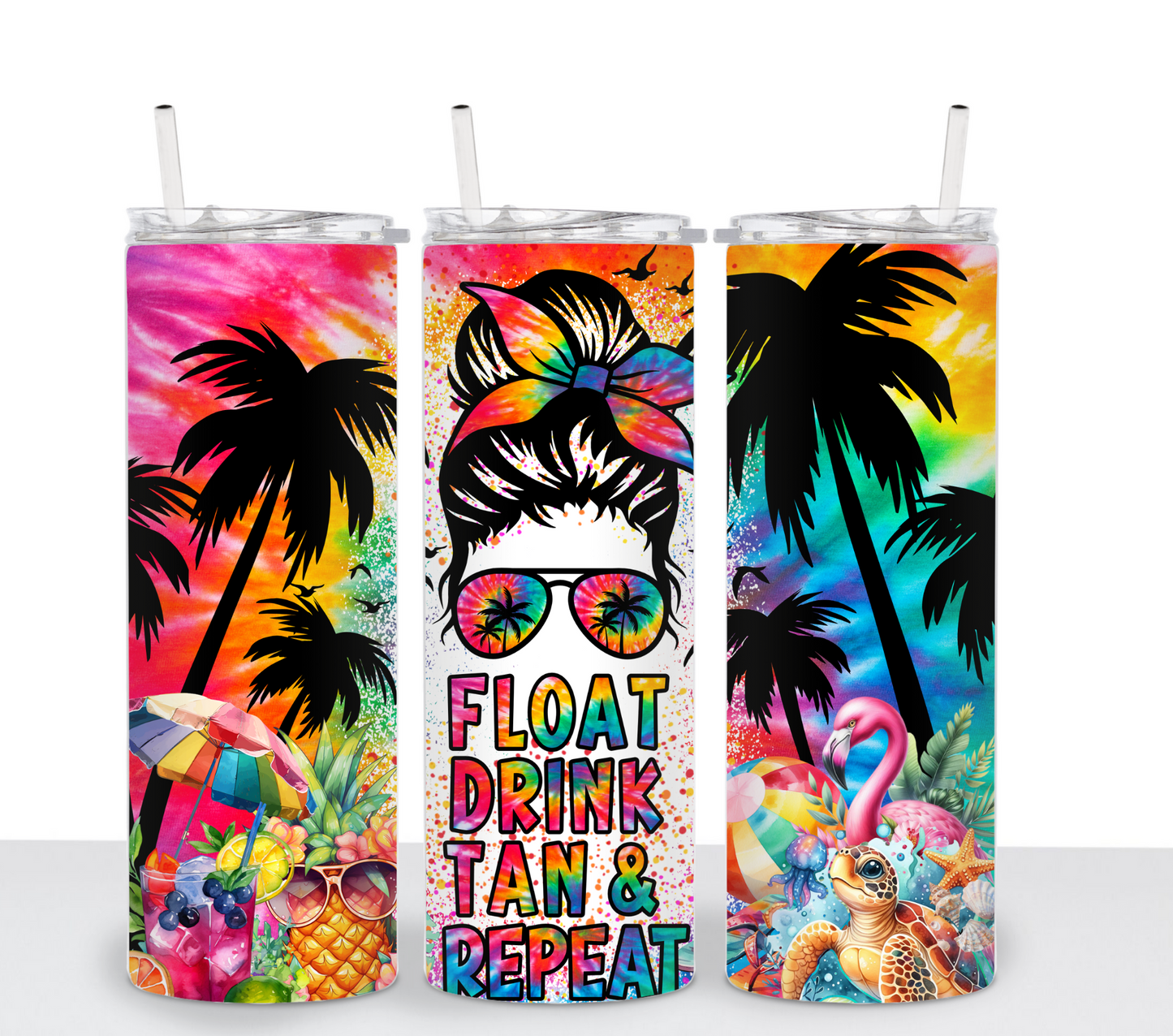 Float Drink Tan Repeat Sublimation Tumbler Transfer